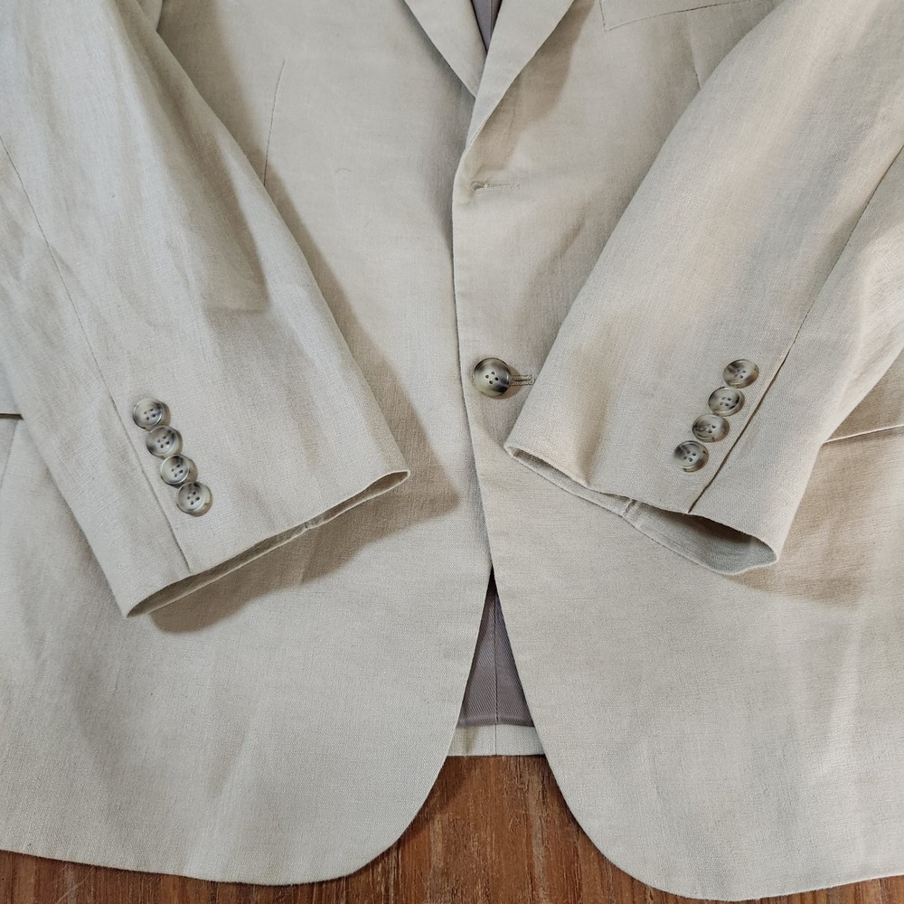 Pronto Uomo Platinum Men 44S 100% Linen Sports Coat Blazer Lined Beige Preppy - Picture 14 of 16